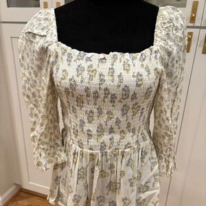 French Connection Floral 3/4 Sleeved Top with Square Neck, Size M
